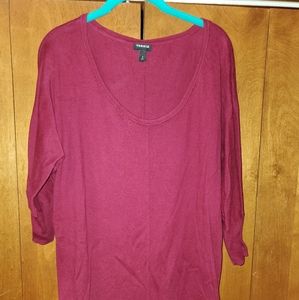 Torrid burgundy red side cinch tunic sweater sz 2